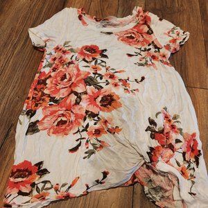 White & Floral Short Sleeve Tee